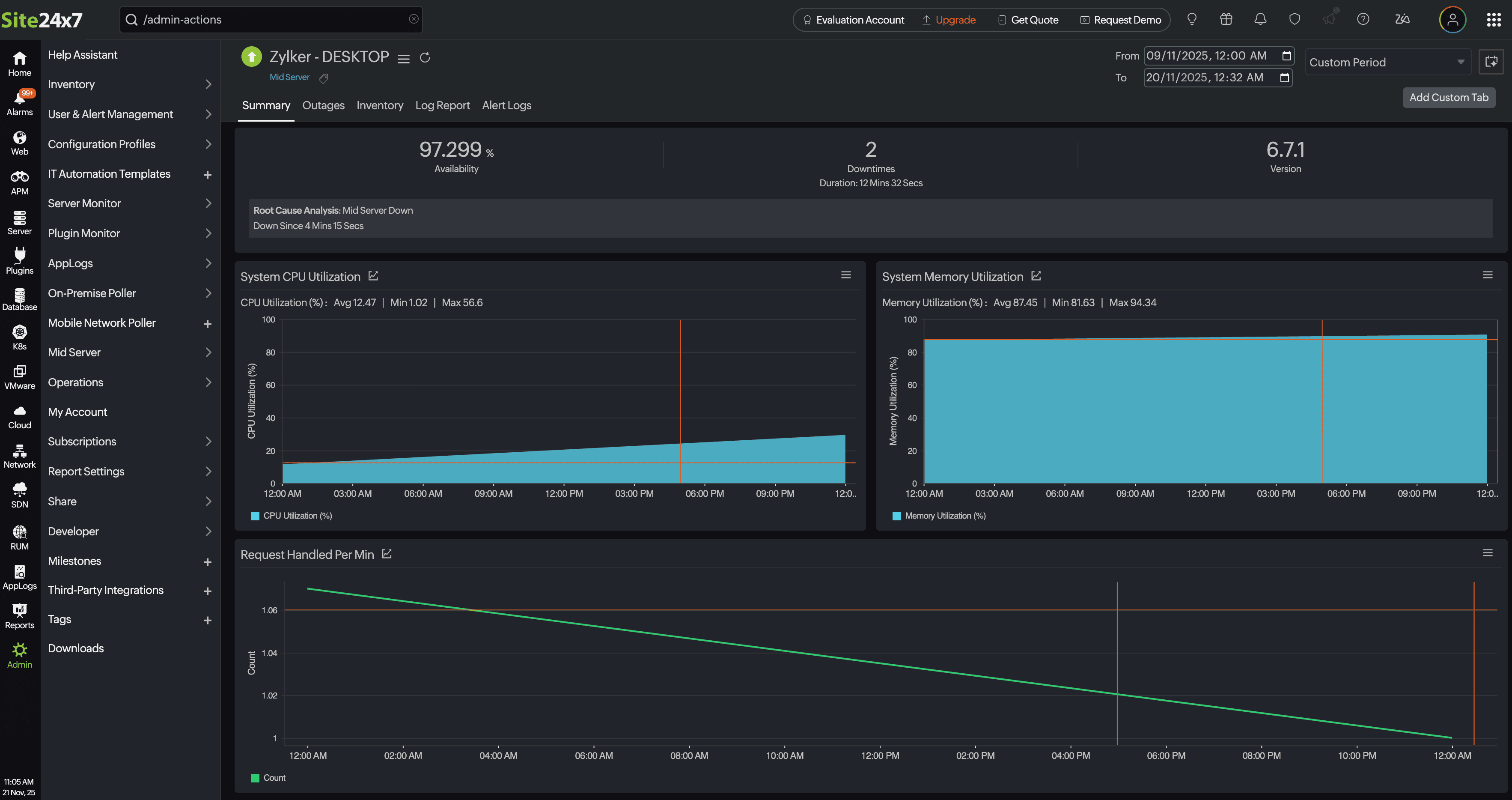 Mid-server metrics