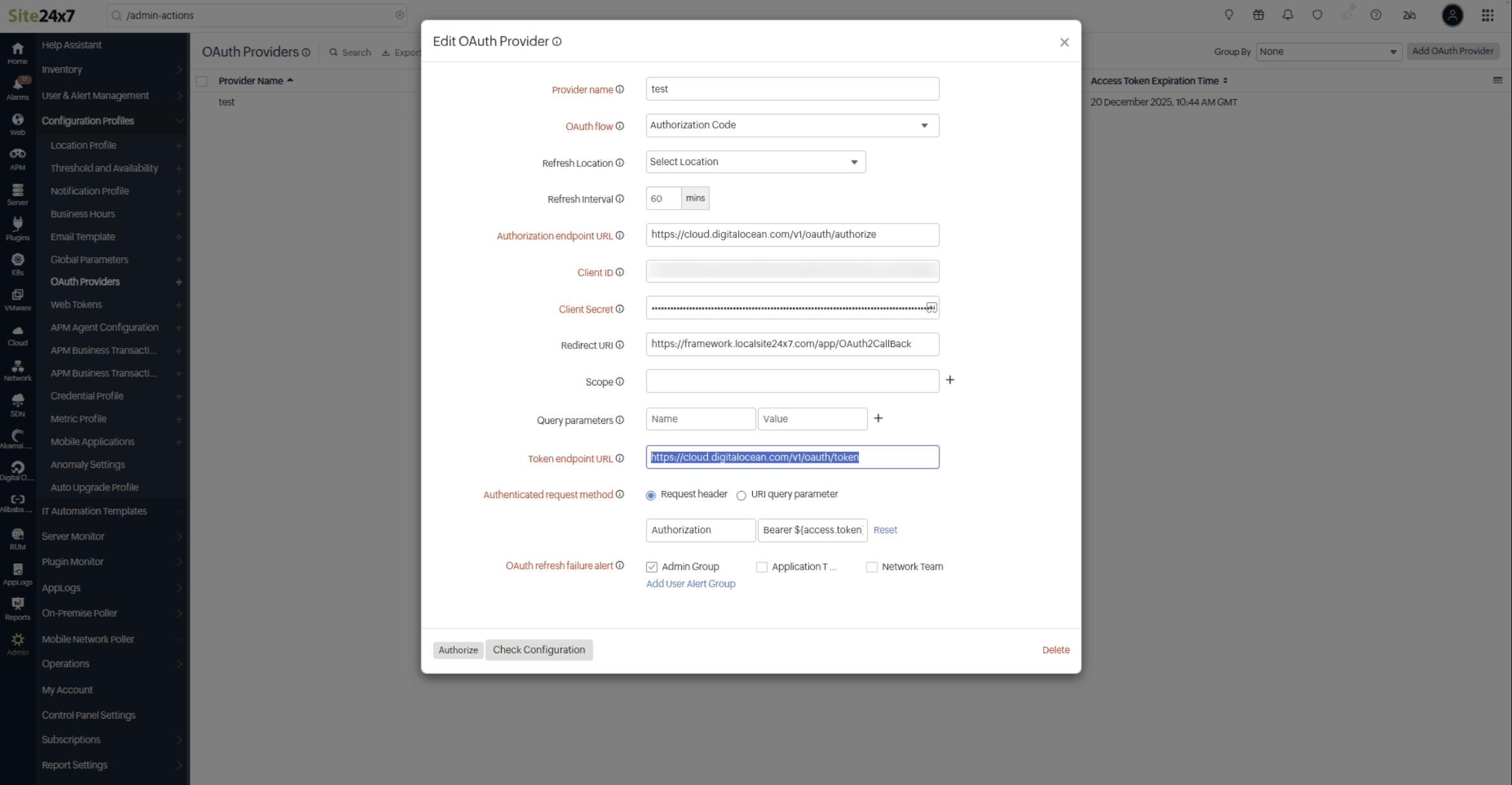 Validate token