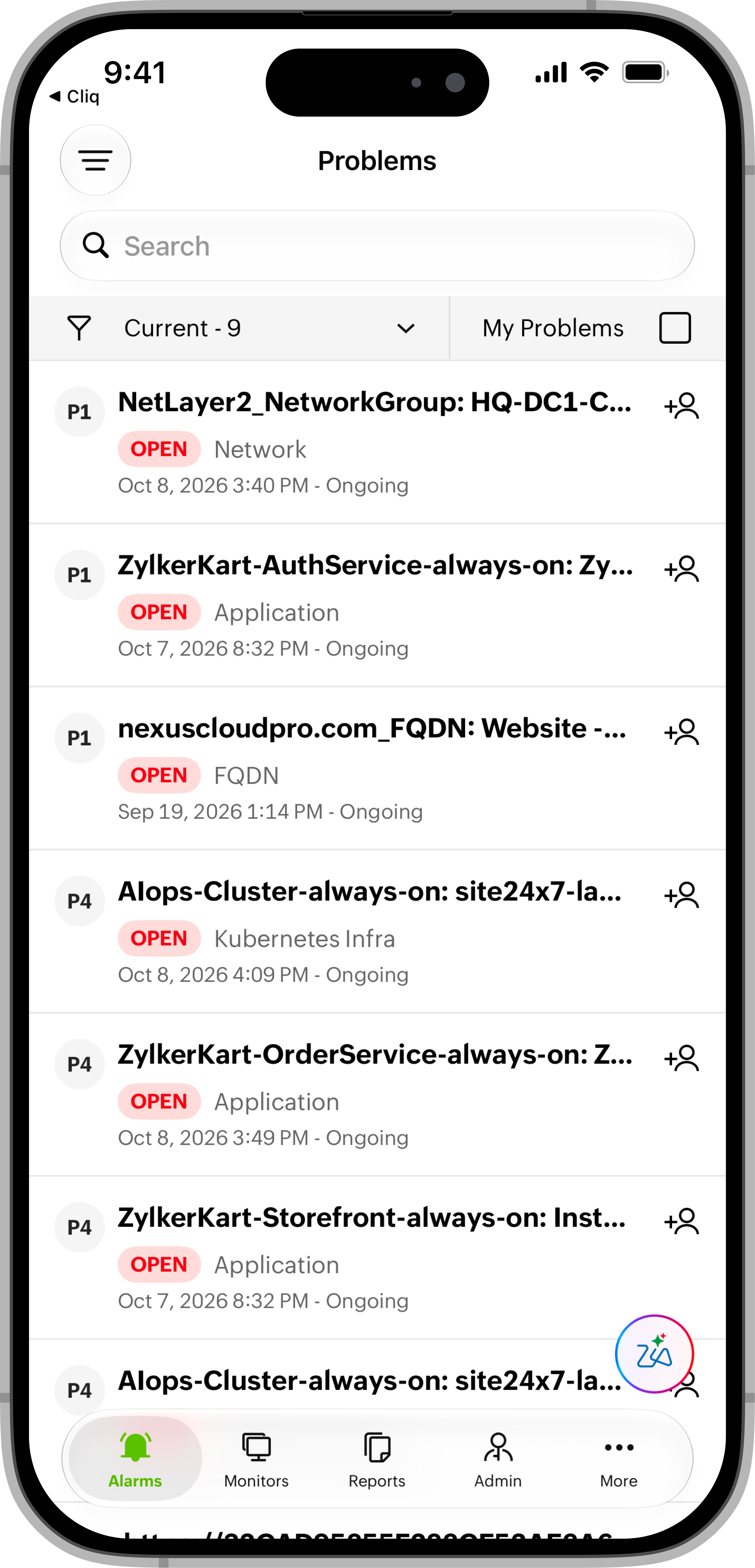 Problems Listing