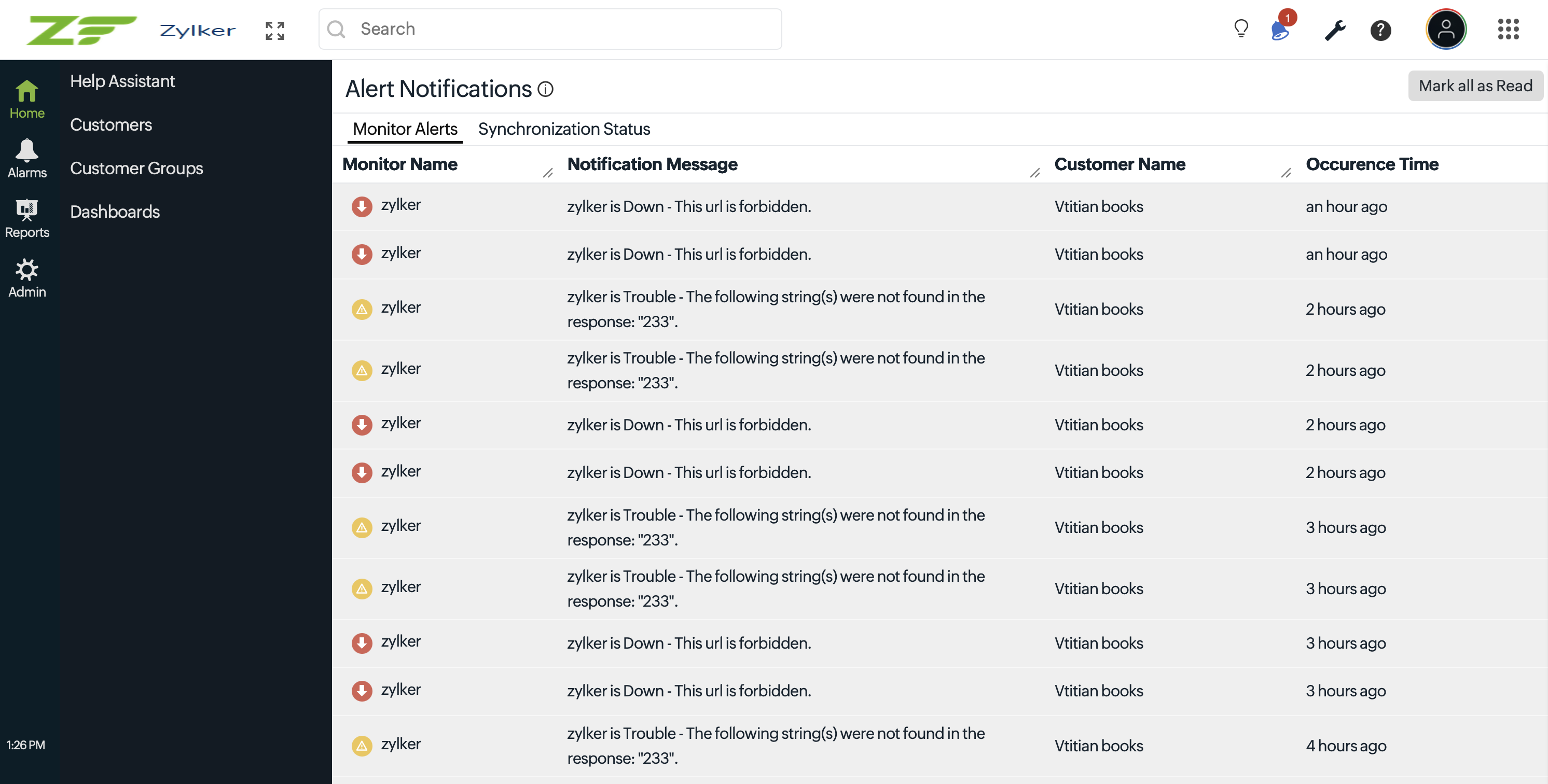 MSP Monitor Alerts MSP Monitor Alerts
