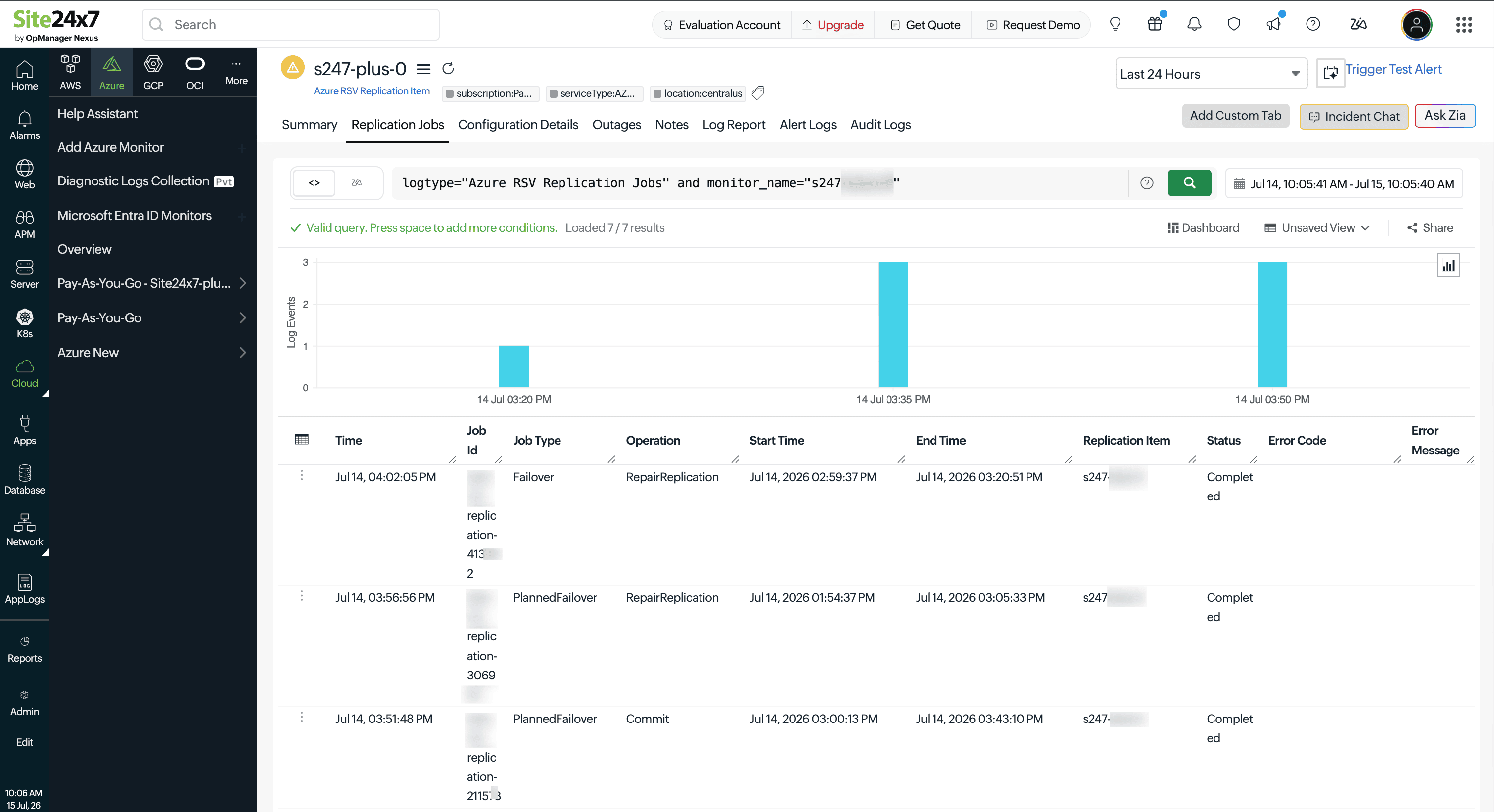RSV Replications Jobs tab