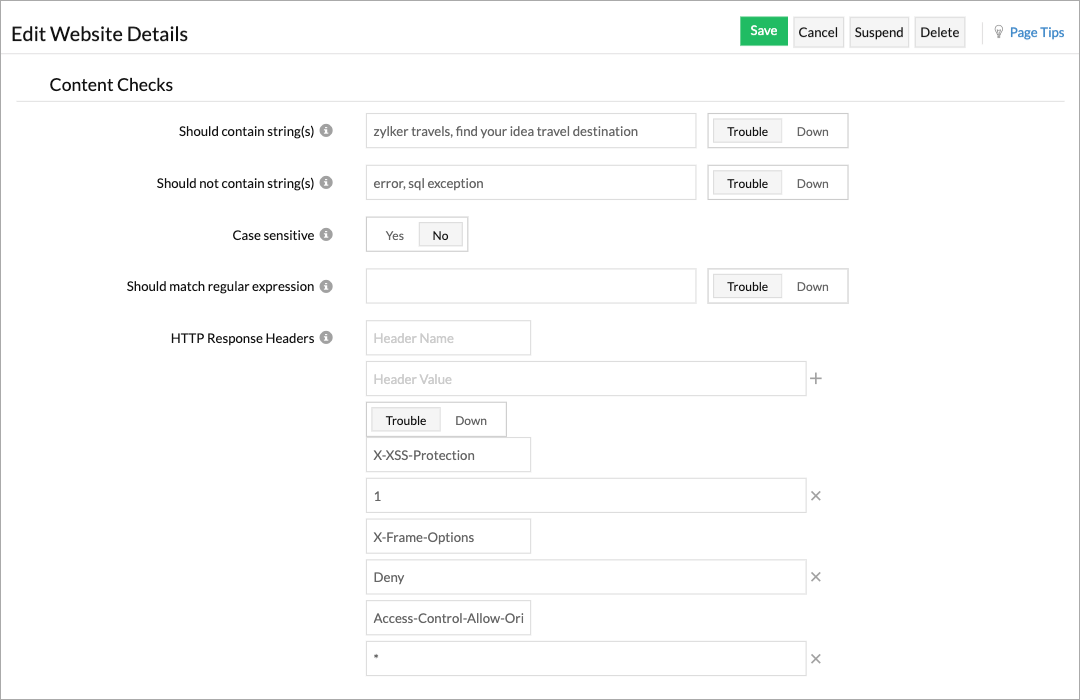 Website content checks- Site24x7